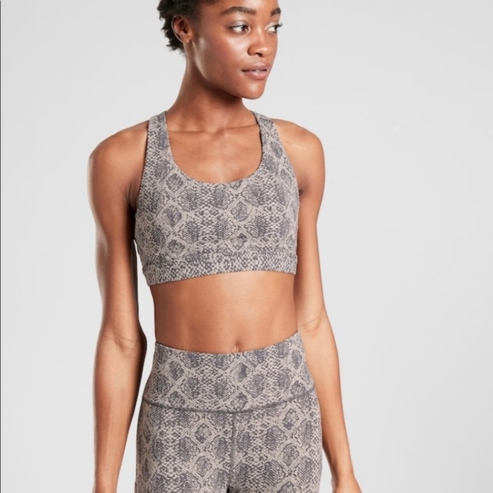 Athleta Ultimate Snake Print Sports Bra Grey Medium